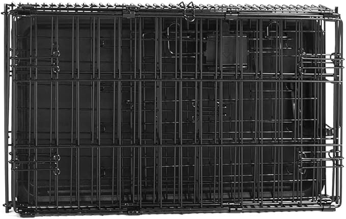 Amazon Basics Portable, Foldable Metal Wire Dog Crate with Removable Tray, Single Door, Divider Panel, Collapsible for Travel, 22 x 13 x 16 in, Black