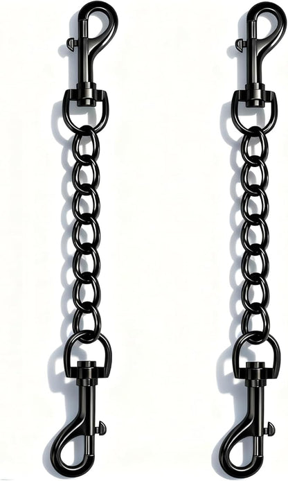 2 PCS Dog Collar Metal Safety Clip, Harness Collar Leash Chain Connector, Heavy Duty Double End Spring Backup Buckle Clasp, Escape-Proof Safety Accessory (Medium, Black)