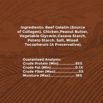 Healthy Chewers Peanut Butter Collagen Rolls 2 Count | High Protein, Long Lasting, Collagen Rich Chews for Large Dogs