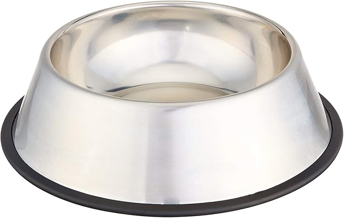 Amazon Basics Stainless Steel Non-Skid Dog Bowl, Dishwasher Safe, Rust Resistant, Single