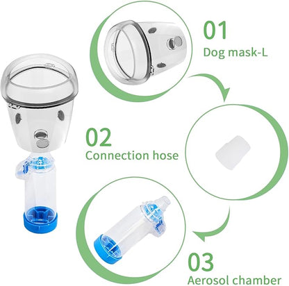 Dog Inhaler Spacer, Canine Aerosol Chamber with Silicone Oxygen Mask,for Home Outdoor Designed for Large Dogs (L)