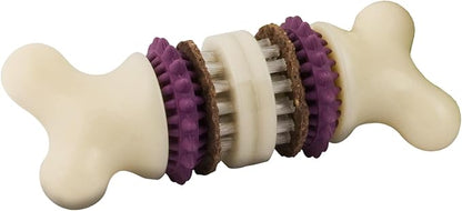 PetSafe Busy Buddy Bristle Bone Dog Chew Toy - Promotes Dental Health - Durable Nylon & Rubber - Treat Dispensing Design - Interactive Play - Refillable Treat Rings Included