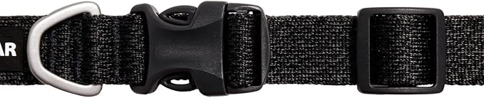 Ruffwear, Front Range Flex Dog Collar, Soft Engineered Knit for Everyday Walks, Lightweight Adjustable with Aluminum V-Ring, Integrated ID Tag Silencer, Quick Release Buckle, Basalt Gray, 14"-20"