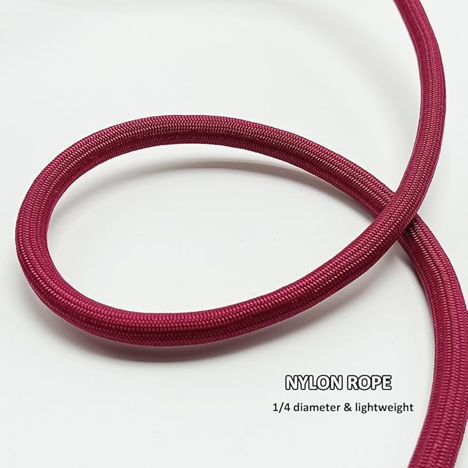 BTINESFUL 7FT Slip Lead Dog Leash, 1/4inch Lightweight Nylon Rope Leash, No-Pull Training Lead for Small Medium Dogs, Wine red