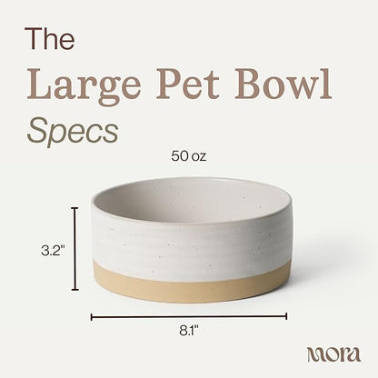 Mora Ceramic Pet Bowl Size Large - Food/Water Dish for Large Dogs, Cats, Great Dane, Mastiff, ect. 50oz or 8 Cups - Basic Bowls for Your Large Dog or Cat, Mix and Match for a Set - Oat