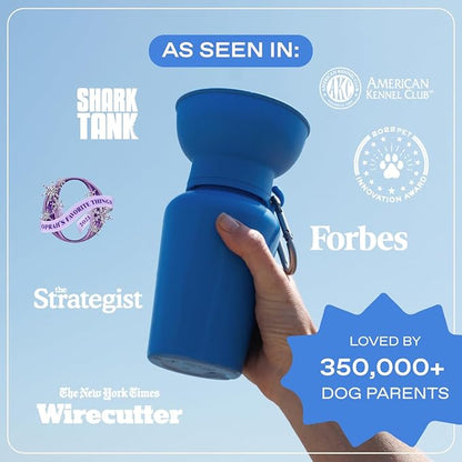 Springer Flip Dog Water Bottle | Portable Drinking Feeder with Foldable Food-Grade Silicone Bowl | One-Hand Squeeze & Leak-Proof | BPA-Free 20oz | Walking, Hiking & Camping | Puppy Essentials