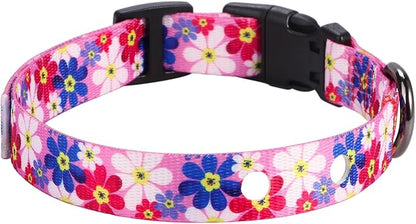 Rhea Rose 3/4 Inch Replacement Collar Strap Shock Collar with 2 Holes, Compatible with Nearly All Brands and Models of Underground Electric Dog Fences and Training Collars, Pink Daisy
