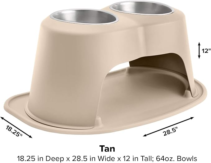 WeatherTech Double High Pet Feeding System - Elevated Dog/Cat Bowls - 12 inch High Tan (DHC6412TNTN)