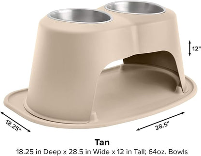 WeatherTech Double High Pet Feeding System - Elevated Dog/Cat Bowls - 12 inch High Tan (DHC6412TNTN)