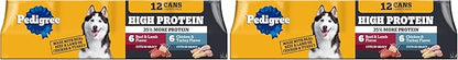 Pedigree High Protein Wet Dog Food,Adult Soft Canned Dog Food Variety Pack,13.2 oz Cans,12 Count (Pack of 2)