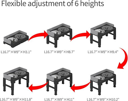 PAKEWAY Elevated Dog Bowls, Spill Proof, Tiltable Dog Feeder with 1 Slow Feeder Bowl &1 Stainless Steel Bowl, 6 Height Adjustable Raised Dog Bowls Stand for Medium Large Dogs
