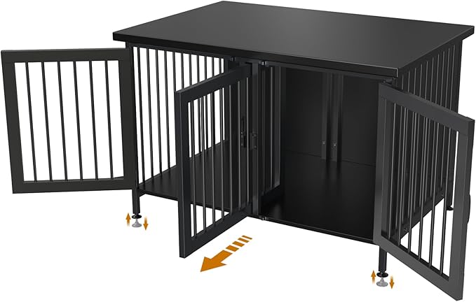 GDLF Double Dog Crate with Divider for 2 Small or 1 Dog, Furniture Style Kennel Indoor Cage with Removable Panel (Int.dims:36.2”Wx24.5”Dx21”H), Black