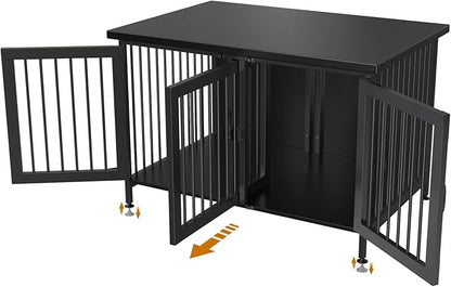GDLF Double Dog Crate with Divider for 2 Small or 1 Dog, Furniture Style Kennel Indoor Cage with Removable Panel (Int.dims:36.2”Wx24.5”Dx21”H), Black