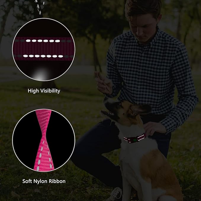 Martingale Dog Collar and Leash Set Martingale Collars for Dogs Reflective Martingale Collar for Small Medium Large Dogs(Hot Pink&L)