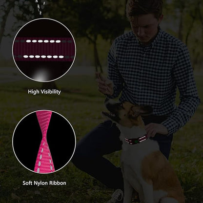 Martingale Dog Collar and Leash Set Martingale Collars for Dogs Reflective Martingale Collar for Large Medium Small Dogs(Hot Pink&M)