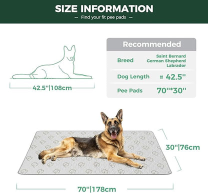 FXW Washable Pee Pads for Dogs, Puppy Pads with Super Absorbent, Specifically Designed for Potty Training, 30" x 70" Rectangle, Khaki, 2 Packs