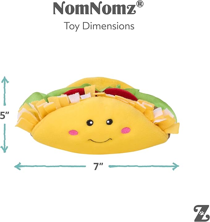 ZippyPaws NomNomz - Dog Squeaky Toys to Keep Them Busy, Funny Food Plush for Small & Medium Dogs, Cute Stuffed Puppy Toy, Pet Products, Gift for Dogs of All Breeds, Soft and Cuddly - Taco