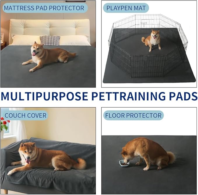 2Pack Washable Pee Pads for Dogs 28x34 Inch, Fast Absorbent Puppy Pads Reusable, Waterproof, Non Slip, Quick Dry Dog Pads for Puppy Training