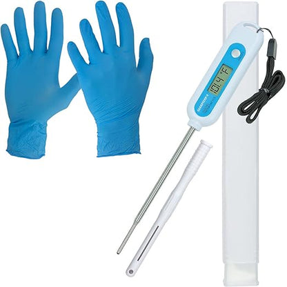 Large Animal Digital Thermometer Kit with Gloves