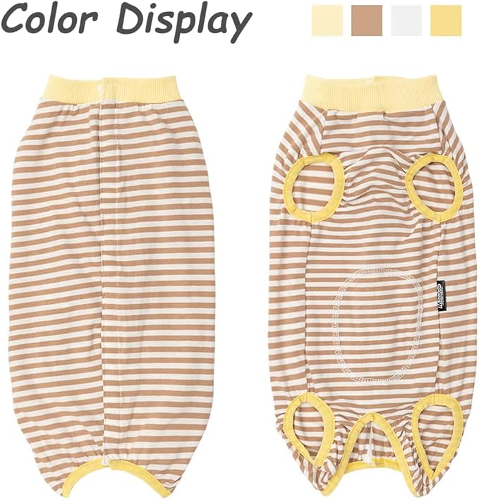 Dog Recovery Suit After Surgery,Spay Neuter Clothes for Female Dogs,Small Medium Dog Shirt,E-Collar Cone Alternative,Prevent Licking Wound Dog Onesie,Pet Surgical Suit(Brown White Stripe-l)