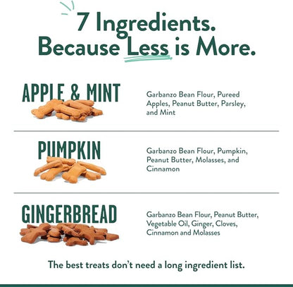 Portland Pet Food Company Healthy Dog Treats Vegan Variety Pack - Grain-Free, Human-Grade, Apple, Gingerbread, Pumpkin Treats - Natural Dog Training Treats & Biscuits Made in the USA Only - 3-Pack