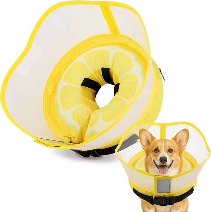 Inspack Soft Dog Cone Collar, Inflatable Cones Alternative After Surgery with No-Lick Shield for Large/Medium/Small Dogs to Stop Licking, Elizabethan Neck Ecollars of Shame Comfy Pillow Recovery