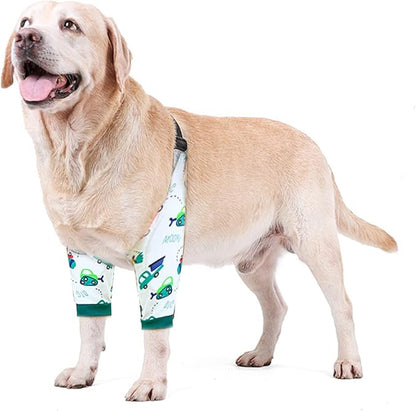 HDKUW Dog Elbow Protector, Dog Front Leg Recovery Sleeve for Prevent Licking Wound, Elbow Sleeves with Mesh Pad for Medium Large Dogs Car 2XL