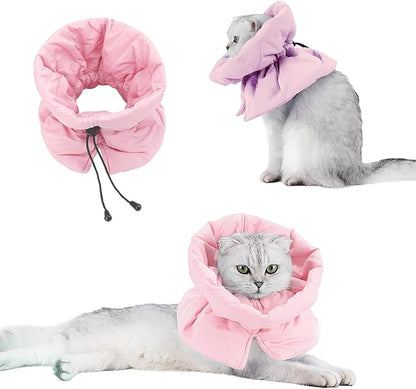 Cat Recovery Collar, Soft Adjustable Cone for Cats and Kittens, Lightweight Waterproof Elizabethan Collar for After-Surgery Care, Prevent Licking and Scratching, Neck Protector for Pets（Pink,S）
