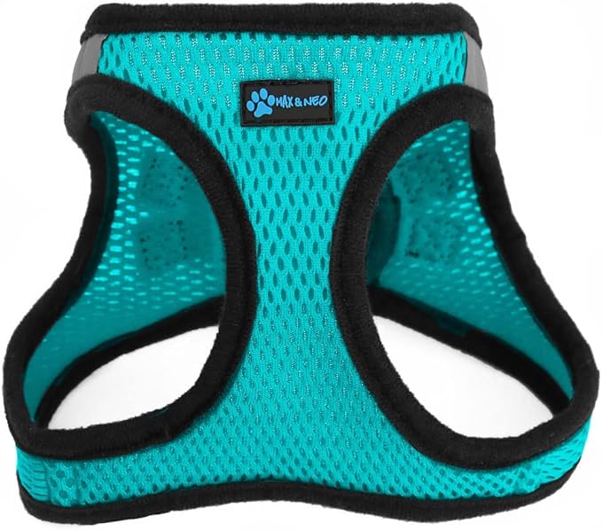 Max and Neo Nanu Small Dog Reflective Dog Harness - We Donate a Harness to a Dog Rescue for Every Harness Sold (Medium, Teal)