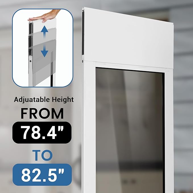 Dog Door for Sliding Glass Door - Large Doggy Door for Sliding Door Dog Door Insert - 78 3/8 Inch to 82 1/2 Inch Height Adjustable Pet Door with Lock - Openning Size: 11" W x 15.7" H