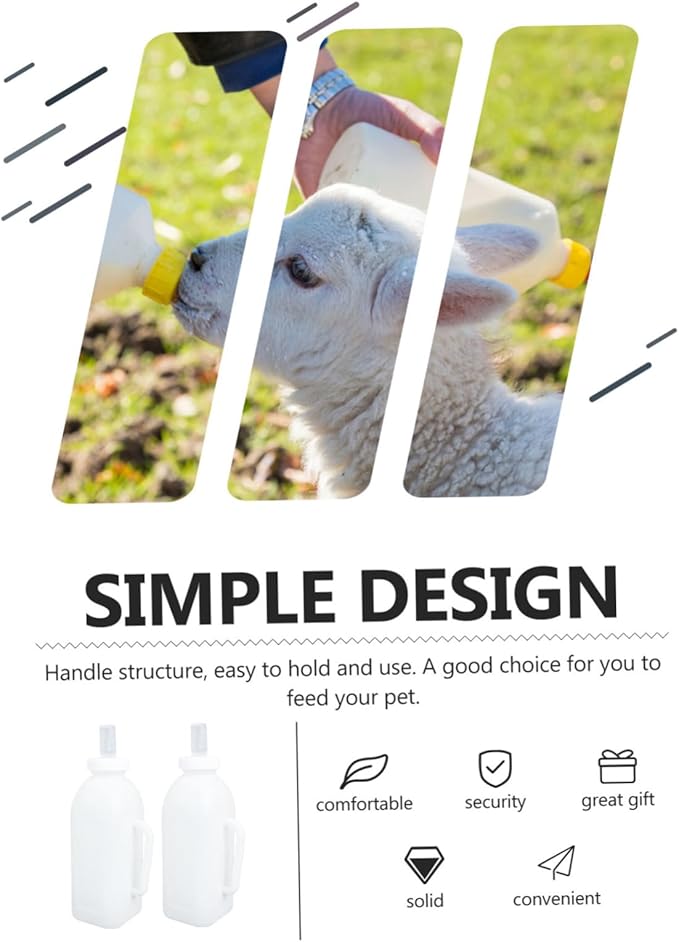 POPETPOP Kitten Replacement Milk Bottle Calf Milk Feeder Handle Portable Calf Nursing Bottle for Animal Feeding