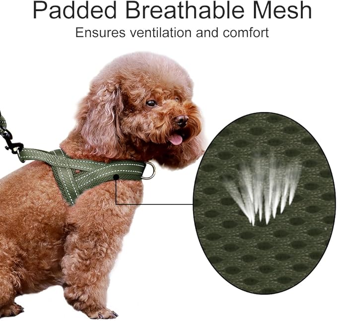 Plutus Pet No Pull Dog Harness with Breathable Mesh Padded, Adjustable Reflective Escape Proof Dog Harness, Quick Fit Dog Vest Harness for Small Medium Large Dogs(XXS, Ranger Green)