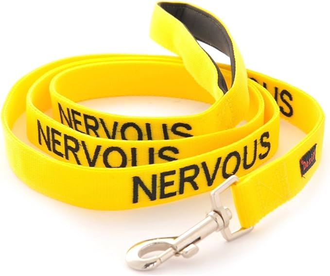 NERVOUS Yellow Color Coded 2 4 6 Foot Padded Dog Leash (Give Me Space) PREVENTS Accidents By Warning Others of Your Dog in Advance (Standard Leash)