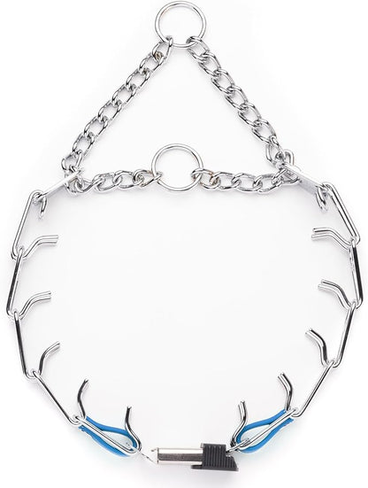 Herm Sprenger Chrome Plated Steel Dog Collar with Quick Release ClicLock Buckle O-Ring Biothane Insert Training Collar Made in Germany (Cerulean Blue, 22in x 3.0mm(Neck Size up to 18-19in))