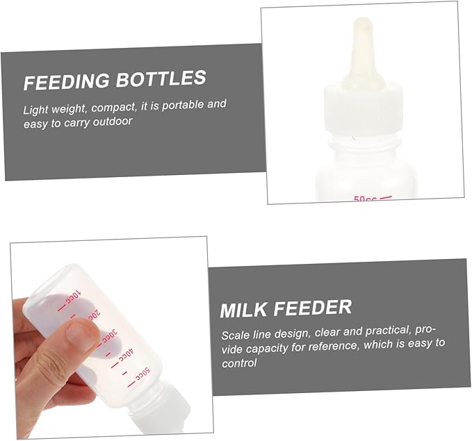 50ml Silicone Baby Milk Bottle 4-Pack Dog Cat Feeding Bottles with Replaceable Nipples for Puppies and Kittens PET Nursing Supplies