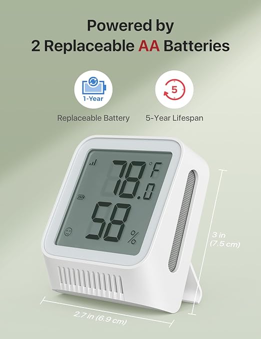 X-Sense WiFi Thermometer Indoor Hygrometer, Digital Temperature Sensor with App Control, Notification Alerts, Temperature Humidity for Bedroom, SBS50 Base Station Required (Not Included)