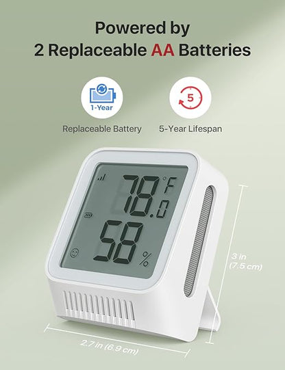 X-Sense WiFi Thermometer Indoor Hygrometer, Digital Temperature Sensor with App Control, Notification Alerts, Temperature Humidity for Bedroom, SBS50 Base Station Required (Not Included)