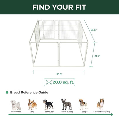 FXW AuraSpace Pro Acrylic & Wire Mesh Indoor Dog Playpen, 32" Height 8 Panels Metal Dog Pen for Small and Medium Dogs, White│Patented