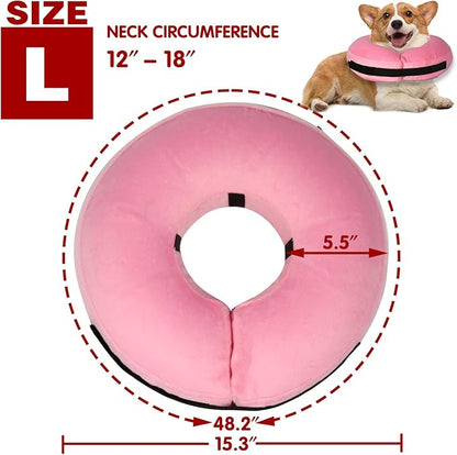 Inflatable Dog Cone Collar-Soft Protective Cone for Dogs After Surgery,Dog Donut Collar for Large Medium Small Dogs and Cats (Pink,Large)