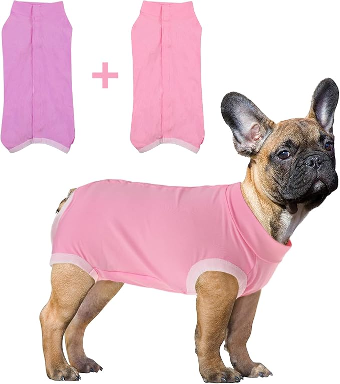 SAWMONG 2 Pack Recovery Suit for Dogs After Surgery, Dog Recovery Suit Soft Polyester, Pet Spay Surgical Suit Female Male, Dog Onesie Body Suit Substitute E-Collar Cone,L