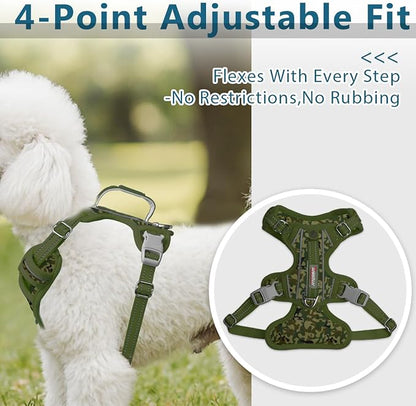 BARKBAY Dog Harness No Pull with ID Tag Pocket - Heavy Duty, Reflective, Easy Control for Large Dogs(Camo,XS)