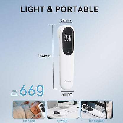 Berrcom Dual Probe Forehead Thermometer - No Touch Digital Thermometer for Adults, Kids, Babies with LED Display, Fever Alarm & Fast Reading