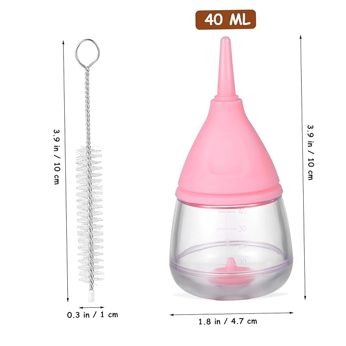 Mikikit Newborn Pet Feeding Bottle Kit Cat Milk Bottle Silicone Nipples Cleaning Brush