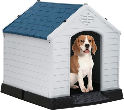 BestPet Dog House Indoor Outdoor Insulated Kennel Durable Plastic Dog House for Small Medium Large Dogs Weather & Water Resistant Pet Crate with Air Vents and Elevated Floor