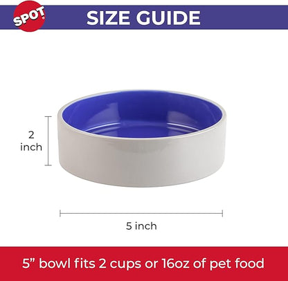SPOT by Ethical Products – Ceramic Stoneware Pet Bowl for Cats and Small Dogs,Classic Heavy Duty Non Slip Ceramic Cat Dish Dog Bowls for Food and Water