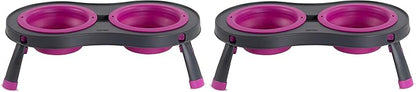 Dexas Pets Double Elevated Pet Feeder, Fuchsia, Small/1 Cup Capacity Bowls (PW1004322405) (Pack of 2)