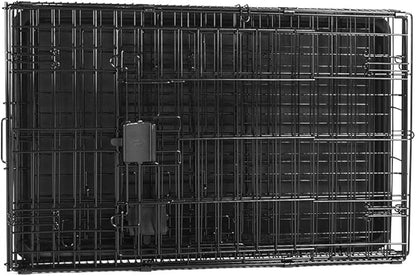 Amazon Basics Portable, Foldable Metal Wire Dog Crate with Removable Tray, Double Door, Divider Panel, Easy to Assemble, 30 x 19 x 21 in, Black
