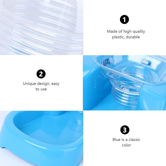 Mipcase Dog Water Feeder, Dog Water Dispenser Large, Automatic Pet Food Water Dispenser Plastic Food Feeding Bowls for Dogs Cats (Blue)