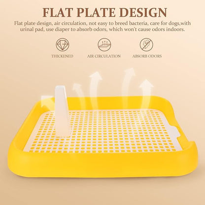 Indoor Dog Potty Tray - Mesh Dog Training Toilet Plastic Potty Tray Puppy Toilet -Slide Training Holder for Small and Medium s (Yellow)