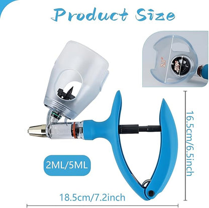 Veterinary Cattle Syringe Gun, Adjustable Bottle Continuous Syringes Injection Animal Injector for Poultry Livestock(D,5ML)